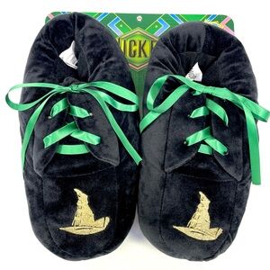 Wicked‎ Elphaba Plush Slippers Womens Black Green Lace NWOB M L XL Broadway